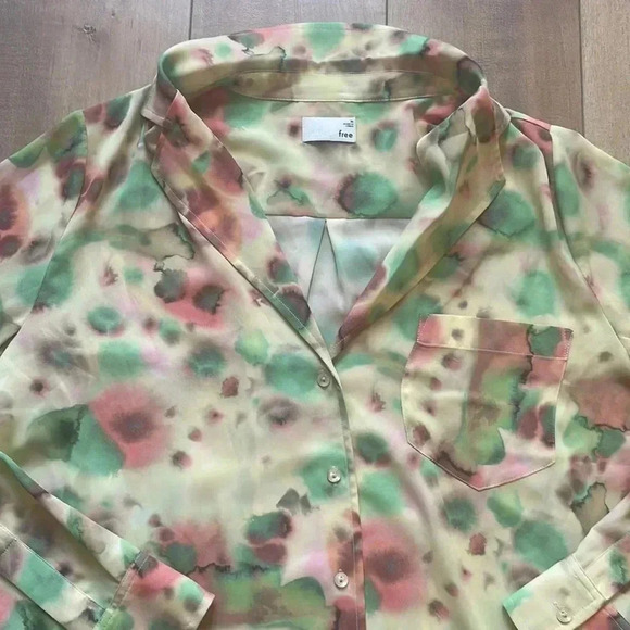 ARITZIA WILFRED FREE Briona Tie Dye Button Down Blouse Sz M - Picture 7 of 11